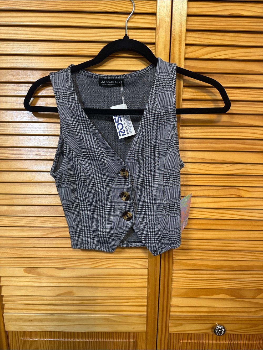 Gray Plaid Vest Top - 14 junior’s XS